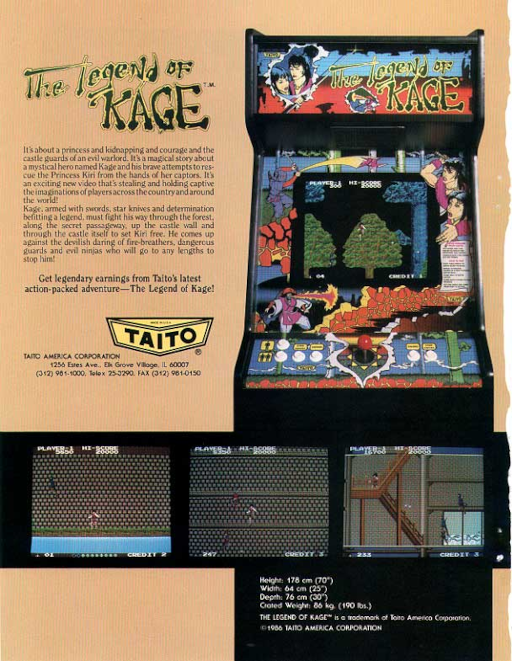 The Legend of Kage (bootleg set 1) [Bootleg] Arcade Game Cover